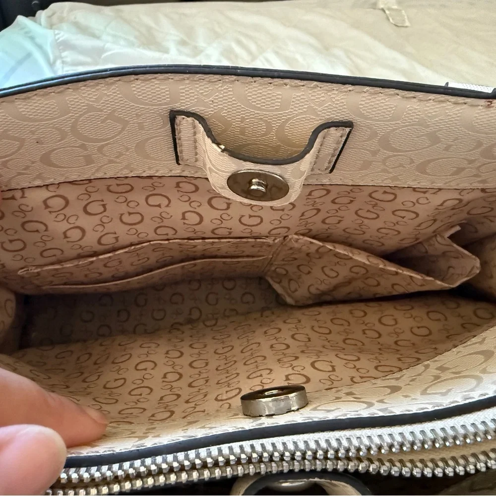 GUESS Beige Satchel with Pouch - Picture 4 of 9